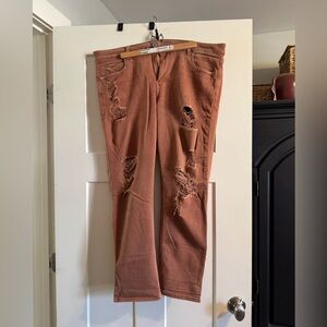 Boyfriend distressed straight leg jeans